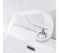 KXEcoLife Waterfall Bathroom Sink Faucet - Hot & Cold Chandelier Basin Mixer Tap Single Hole Brass Stylish Black Chrome Finish Modern Washbasin Fixture