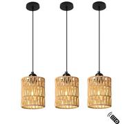 KXEcoLife Wireless Remote-Controlled Adjustable Blue Pendant Light Battery-Powered Non-Wired Chandelier for Kitchen Dining Table Living Room Bedroom Farmhouse Decor