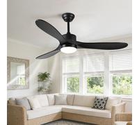 KXEcoLife Wood 52in Ceiling Fan with Light Modern Smart Remote/APP/Voice Control, 6 Speeds Quiet Black Fans Dimmable LED for Bedroom Dining Room Living