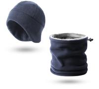 KXF 2-in-1 Winter Beanie Hat Neck Warmer Snood Gaiters Set for Men Women Warm Fleece Lined Hat Flexible Scarf Neck Warmer Unisex Windproof Elastic Ski Cap Scarf Set for Men Women Outdoor Sports
