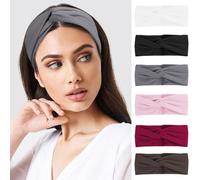 KXF 6 Packs Headbands for Women Men 10cm Wide Soft Stretchy Hair Bands for Makeup Yoga Running Ladies Girls Headband Fashion Knotted Head Bands for Adult Women Hair Accessories