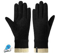 KXF Winter Genuine Fleece Cashmere Gloves Inner Velvet Windproof Touchscreeen Gloves Soft Warm Thermal Glove Mittens Running Skiing Hiking Handwarmers for Women Gift (Black)