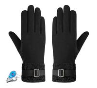 KXF Winter Warm Gloves, Womens Lady Super Soft Touch Screen Gloves Thick Fleece Lined Glove Cold Weather Windproof Outdoor Sports Handwarmers Cycling Running Mittens (Black-b)
