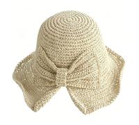 KXF Women Straw Sun Hat Floppy Wide Brim Beach Sun Cap Foldable Summer Outdoor Ponytail UV Protection Hat for Travel Vacation Beige