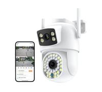 KXJQBM Security Camera, 8MP 4K Camera Dual Lens Ai Human Detect Auto Tracking Outdoor Wireless 4MP Color Night Vision Video for Home Security(8MP NO SD Card)