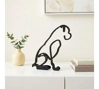 Kxjyqh Dog Minimalist Art Wall Sculpture, Metal Wall Art, Minimalist Wall Sculpture Sign, Abstract Metal Wire Geometric Line Drawing Art Statue, (Boxer) - Black Dog Wall Art