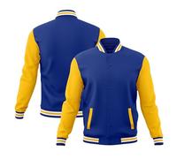 KXK Men’s Fashion Varsity Jacket Causal Cotton Letterman Baseball Bomber Jacket Lightweight Coat, Blue-yellow-12, S