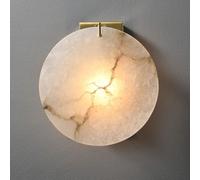 KXKLGWHN 7.8in Round Wall Sconce, Medieval Industrial Style Alabaster Wall Light, E14 Screw Brass Wall Lamp, Living Room Bedside Dressing Table Decorative Lighting Fixtures