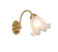 KXKLGWHN American-style Brass Base Wall Lamp, Creative Flower-shaped Glass Lampshade Wall Sconces, Embedded Ceiling Wall Lantern, E27 Light Source Single Wall Light, Indoor Wall-mounted Lamps