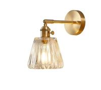 KXKLGWHN E27 Base Single Wall Lamp, Nordic Style Copper Wall Sconces, Creative Personality Glass Lampshade Wall Light, Wall-mounted Lighting Fixtures, Bedroom Dining Room Embedded Ceiling Wall Lantern