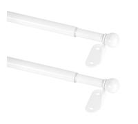 KXLife 2 Pack Adjustable Curtain Rod for Windows 30-54 Inch, 1/2" Diameter, Small Cafe Decorative Window Curtain Rod with Brackets (White)