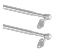 KXLife 2 Pack Small Curtain Rod 18-30 Inch, 1/2” Diameter, Cafe Door Curtain Window Rod, Adjustable Drapery Rods with Brackets (Nickel)