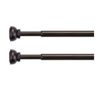 KXLife 2 Pack Spring Tension Curtain Rod, 1/2- inch Decorative Tension Drapery Rod for Window, Café Rod Bronze, (26-36)