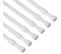 KXLife 6Pcs Spring Tension Curtain Rod, 28 to 40 Inch Adjustable Small Tension Rods No Drill, White Spring Loaded Curtain Tension Rod for Window
