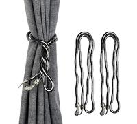 KXLIFE Snake Curtain Tiebacks Clips, Decorative Drapes Holdbacks, Handmade Metal Rope Tiebacks, Creative Window Drapes Twist Tie Backs, Snake Crafts (Black, 2 Pack)