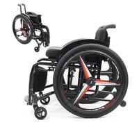 KXPSWGE Folding Sports Wheelchair,Self-propelled Manual Chair with 24”Rear Wheels,Lightweight Aluminum Alloy Wheelchair with Handbrakes and Quick Release Rear Wheels(A)