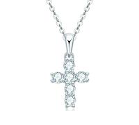KXQYIKYI 0.6ct moissanite cross pendant necklace for women party s925 sterling silver diamond chain necklaces