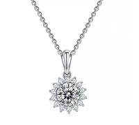 KXQYIKYI 1 carat moissanite sun flower pendant necklace for women 925 sterling silver wedding sparkling fine jewerly