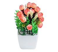 KXQYIKYI 1Pcs Artificial Potted Plants,Simulation Realistic Green Plant Flower Artificial Flower for Living Room Home Flower Vase Office Decorations Rose Red