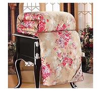 KXQYIKYI 3D Floral Print Mulberry Silk Blanket Spring Autumn Warm Soft Patchwork Quilt Double Queen King (Color : Beige, Size : 200x230cm, 3kg)