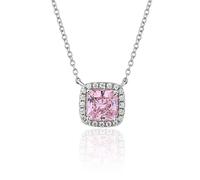 KXQYIKYI 925 sterling silver square pink yellow zircon high carbon diamond pendant necklace for women sparkling fine jewelry