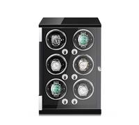 KXQYIKYI Automatic Watch Winder for 1/2/4/6 Watches in Wood Shell and Black Carbon Fiber Leather Watches Display Box with LED Lights Japanese Motor Open and Shut Down Featured