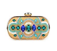 KXQYIKYI Beaded Women Day Clutch Stones Vintage Evening Bags for Wedding Party Shoulder Handbags(E)