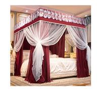 KXQYIKYI Bed Canopy Mosquito Net For Single Double Bed, Princess Room Dustproof Blackout Bed Curtains Girls Bedroom Decor, Metal Stand (Red 120X200X200CM)