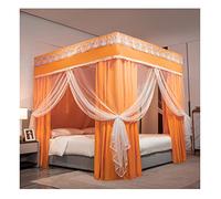 KXQYIKYI Bed Canopy Mosquito Net For Single Double Bed, Princess Room Dustproof Blackout Bed Curtains Girls Bedroom Decor, Metal Stand (Red 120X200X200CM)