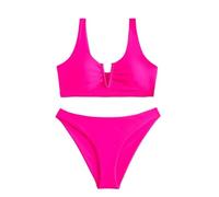 KXQYIKYI Bikini Sets Swimsuts For Women, Womens Swim Plain V Neck Bikini Swimsuit 2 Piece Set