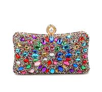 KXQYIKYI Candy Color Fashion Woman Bags Rhinestones Wedding Evening Bags Eye Floral Shoulder Metal Small Handbags(Black)