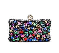 KXQYIKYI Candy Color Fashion Woman Bags Rhinestones Wedding Evening Bags Eye Floral Shoulder Metal Small Handbags(Black)