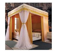 KXQYIKYI Double bed canopy mosquito net with bracket, romantic decorative four-season bed curtain for girls' princess room bedroom (Onecolor 180X220X200CM)