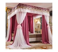 KXQYIKYI European-style Bed Canopy Mosquito Net For Single Double Bed, 150/180/200cm Square Bed Curtains Adult Girls Boys Bedroom Decor, Metal Stand (Purpie 1)