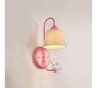 KXQYIKYI european wall light minimalist children's bedroom bedside lamp - angel resin wall sconce light cloth lampshade e14 metal corridor aisle wall lamp decoration illumination,led w