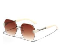 KXQYIKYI Fashion Frameless Exquisite Chain Men Women's Sunglasses Fashion Big Frame Square Diamond Trimming Sun Glasses UV400