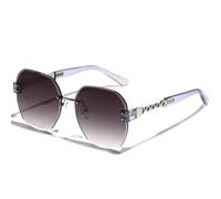 KXQYIKYI Fashion Frameless Exquisite Chain Men Women's Sunglasses Fashion Big Frame Square Diamond Trimming Sun Glasses UV400