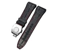 KXQYIKYI For Franck Muller Watch Band 28mm Cowhide Silicone Watch Strap Nylon Rubber Folding Buckle Watch Bands For Men Bracelet(28mm,Black red silver)