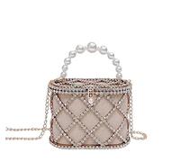 KXQYIKYI French Rhinestone Bird Cage Bag Ling Lattice Inset Banquet Bag Bling Flash Drill Hand Shoulder Bag