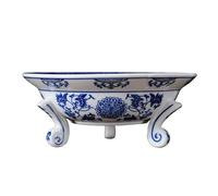 KXQYIKYI Fruit Stand Threeness Fruit Bowls，China Style Blue and White Porcelain Fruit Plate Fruit Candy Dry Fruit Plate Restaurant Dish Chinese Decoration/Small (Size : 21cm)