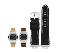 KXQYIKYI Genuine Leather Watch Strap fit for G-SHOCK fit for GMW-B5000 Small Silver Bar Men's Soft Comfortable Watchband Accessories 22mm