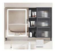 KXQYIKYI LED Bathroom Mirror Cabinet, Wall-Mounted Vanity Storage with Smart Touch, Anti-Fog, Time/Temperature Display, Multi-Layer Shelves for or Bedroom (27.6x25.6 inches)(W100*H65cm/W39.4*H25.6in)