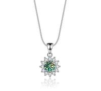 KXQYIKYI moissanite necklace for women d color vvs1 excellent cut round diamond sunflower pendant necklace 925 silver jewelry