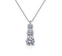 KXQYIKYI moissanite pendant for women men sparkling diamond necklace 3 stones solid silver 925 jewellery