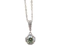 KXQYIKYI pink moissanite silver necklace 1ct 6.5mm blue yellow green passed the diamond s925 women’s jewelry wedding