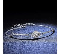 KXQYIKYI S925 Silver Bracelets, Women's Jewelry Moissanite Bracelet Bangle, Fashion Simple Women's Shiny Bracelet with Gift Box, Great Gift (S925 Silver 17+4cm)