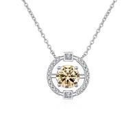 KXQYIKYI s925 sterling silver 1ct moissanite necklace women's round pendant clavicle chain valentine's day