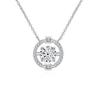 KXQYIKYI s925 sterling silver 1ct moissanite necklace women's round pendant clavicle chain valentine's day