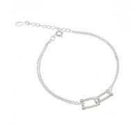 KXQYIKYI s925 Sterling Silver Bracelet U-Shaped Double Buckle Simple Bracelet