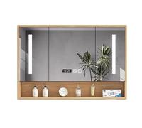 KXQYIKYI Smart Vanity Bathroom Cabinet, Solid Wood Medicine Cabinet with LED Lights, Intelligent Anti-Fog Mirror Time Display, Touch Control, Multiple Sizes(97 * 12 * 70cm/38.2 * 4.7 * 27.6in)